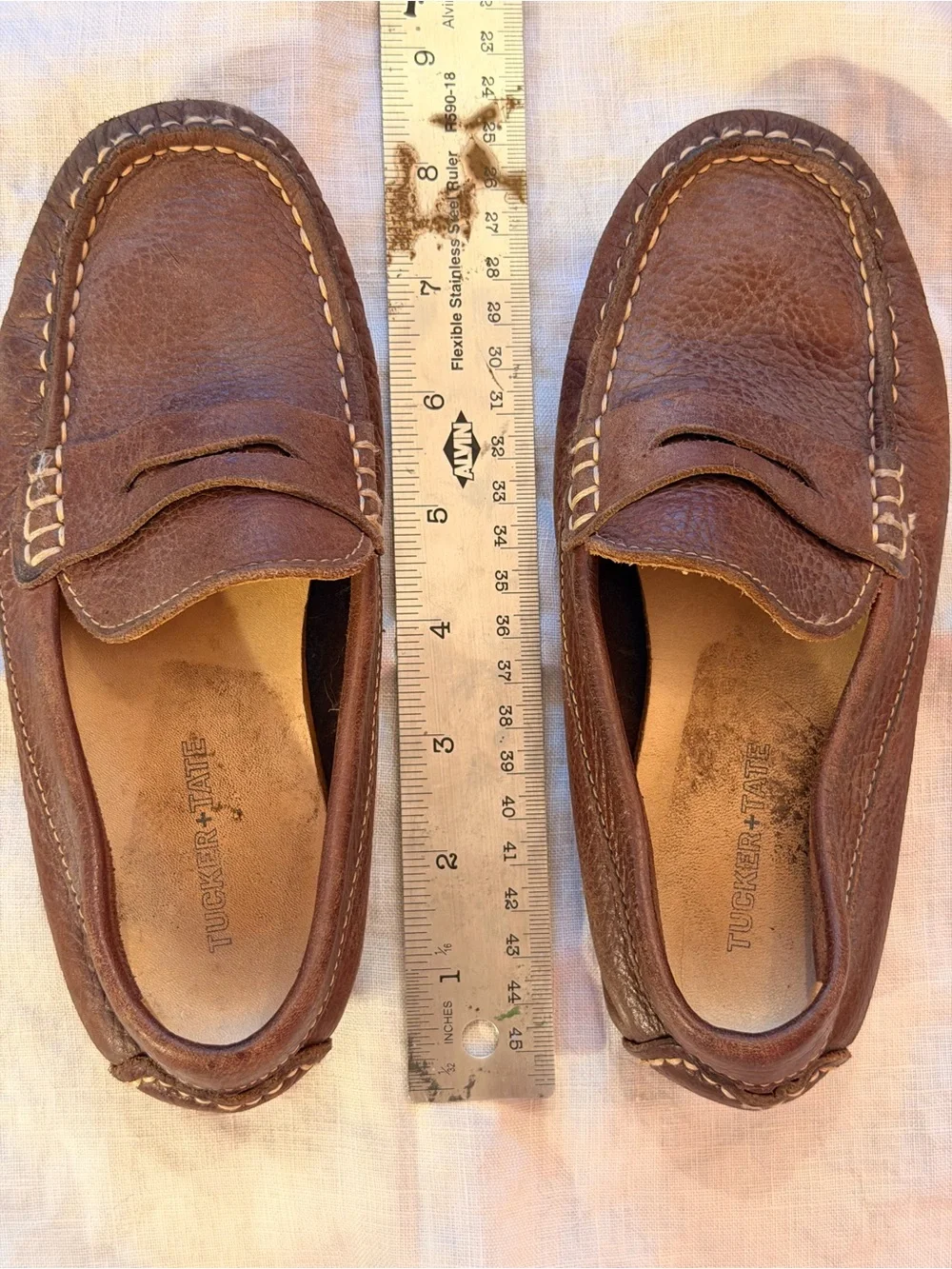Tucker + Tate Brown Leather Penny Loafers with Contrast Stitching